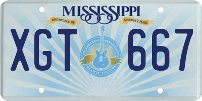 MS license plate XGT667