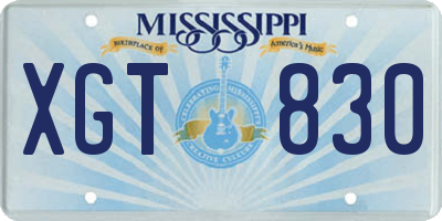 MS license plate XGT830