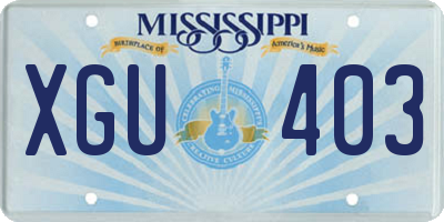 MS license plate XGU403