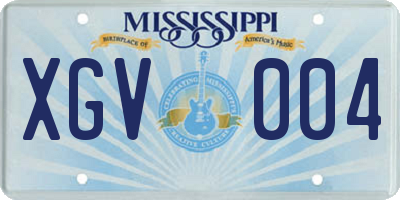 MS license plate XGV004