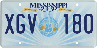 MS license plate XGV180