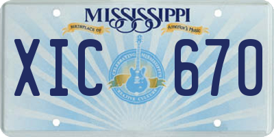 MS license plate XIC670