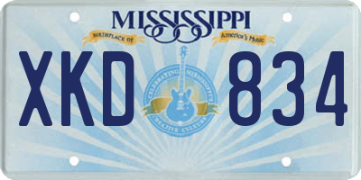 MS license plate XKD834