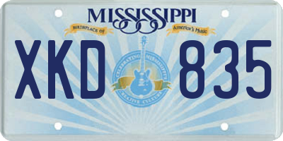 MS license plate XKD835