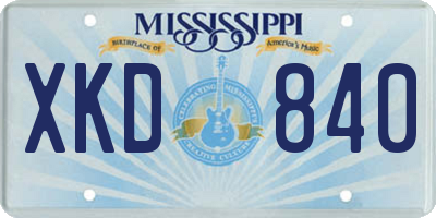 MS license plate XKD840