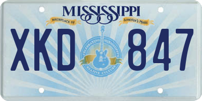 MS license plate XKD847