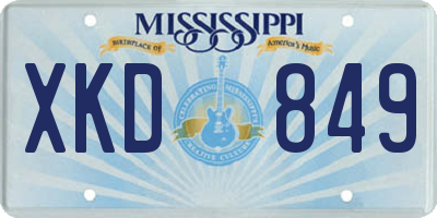 MS license plate XKD849