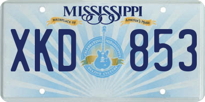 MS license plate XKD853
