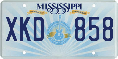 MS license plate XKD858