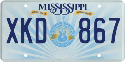 MS license plate XKD867