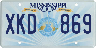 MS license plate XKD869
