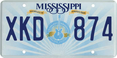MS license plate XKD874