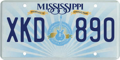 MS license plate XKD890