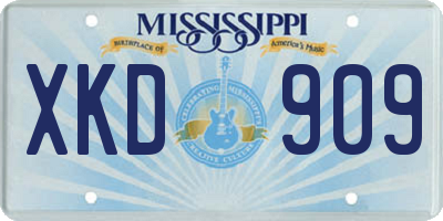 MS license plate XKD909