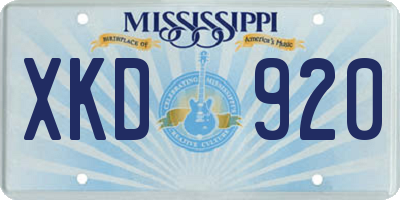MS license plate XKD920