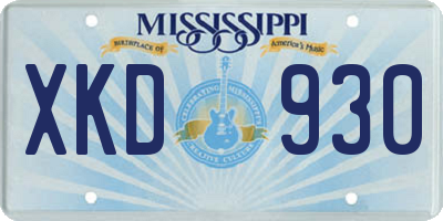 MS license plate XKD930