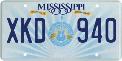MS license plate XKD940