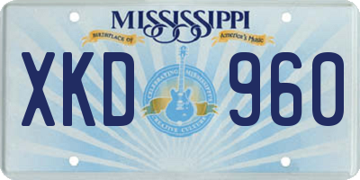 MS license plate XKD960