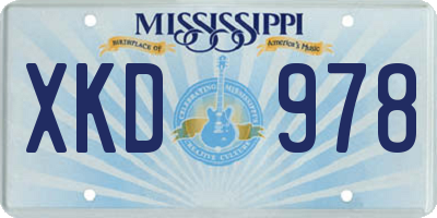 MS license plate XKD978