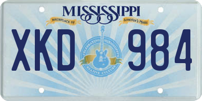 MS license plate XKD984