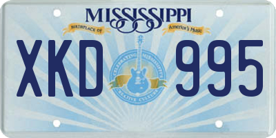MS license plate XKD995
