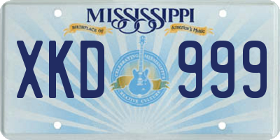 MS license plate XKD999