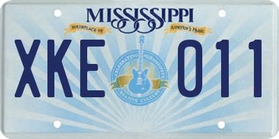 MS license plate XKE011