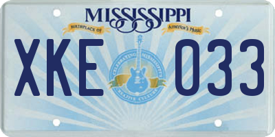 MS license plate XKE033