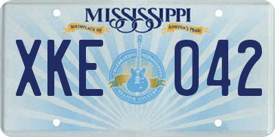 MS license plate XKE042