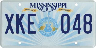 MS license plate XKE048