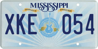 MS license plate XKE054