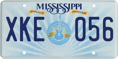 MS license plate XKE056