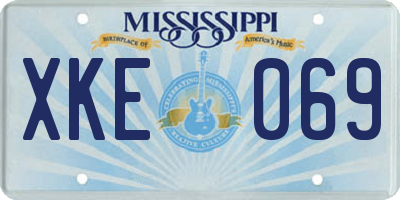 MS license plate XKE069