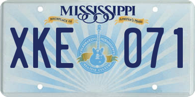 MS license plate XKE071