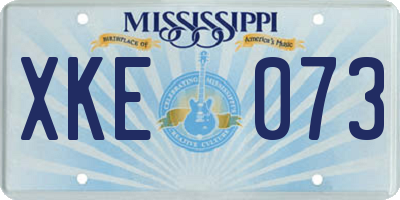 MS license plate XKE073
