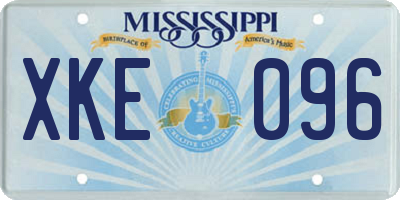 MS license plate XKE096