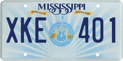 MS license plate XKE401