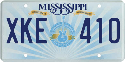 MS license plate XKE410