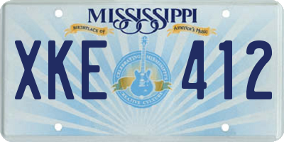MS license plate XKE412