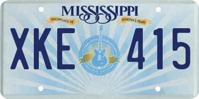 MS license plate XKE415