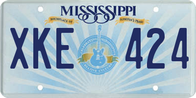 MS license plate XKE424