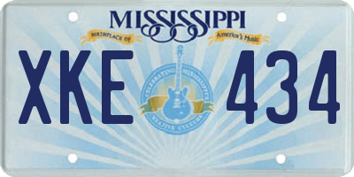 MS license plate XKE434