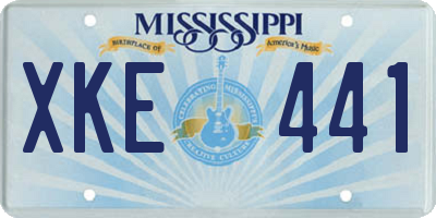 MS license plate XKE441