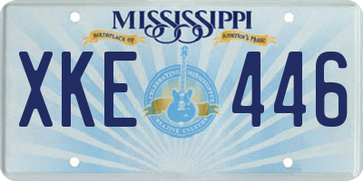 MS license plate XKE446