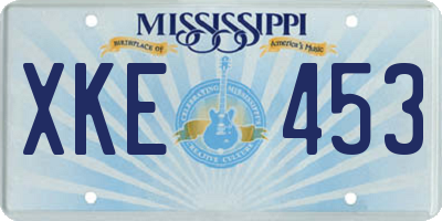 MS license plate XKE453