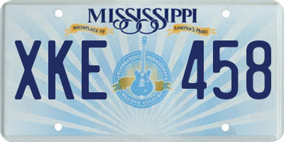 MS license plate XKE458