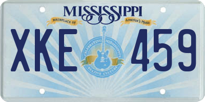 MS license plate XKE459