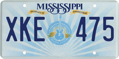 MS license plate XKE475