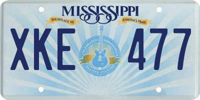 MS license plate XKE477