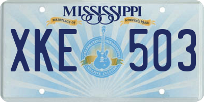 MS license plate XKE503